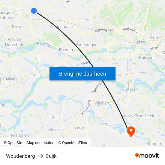 Woudenberg to Cuijk map