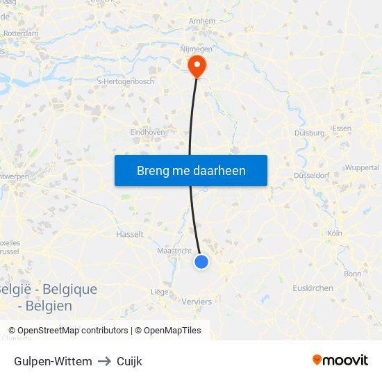 Gulpen-Wittem to Cuijk map