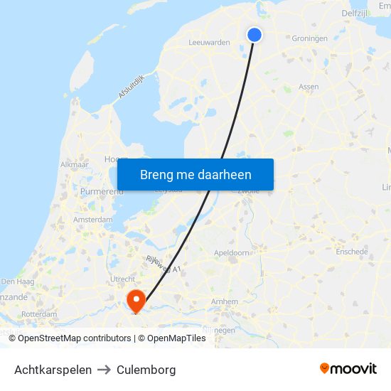 Achtkarspelen to Culemborg map