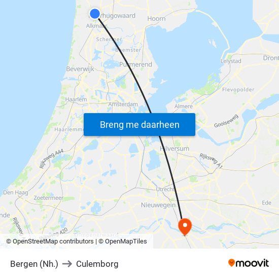 Bergen (Nh.) to Culemborg map