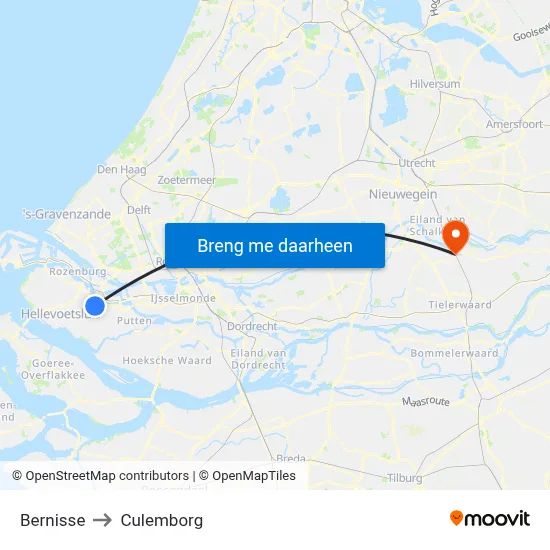 Bernisse to Culemborg map