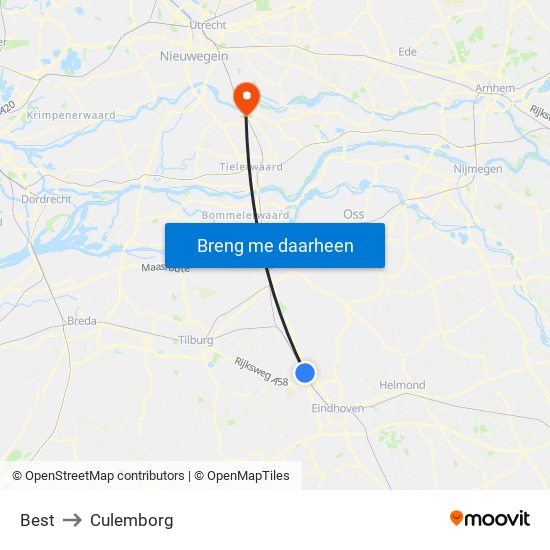 Best to Culemborg map