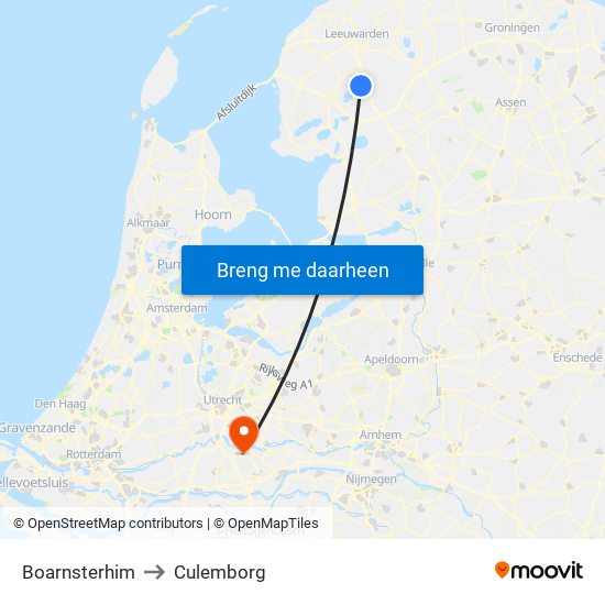Boarnsterhim to Culemborg map