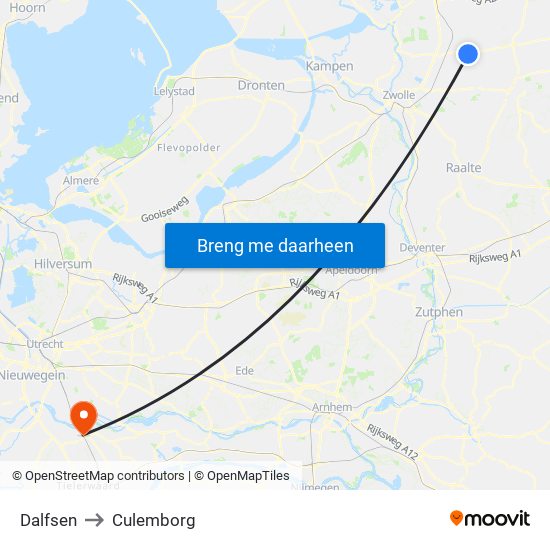 Dalfsen to Culemborg map