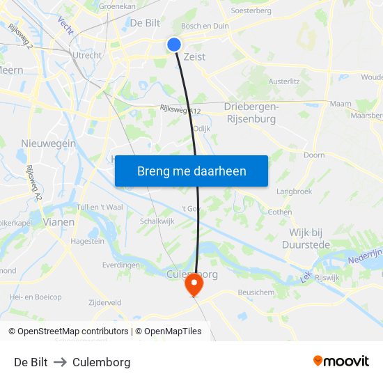 De Bilt to Culemborg map