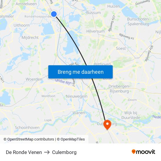 De Ronde Venen to Culemborg map