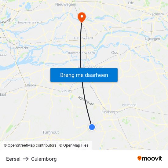 Eersel to Culemborg map