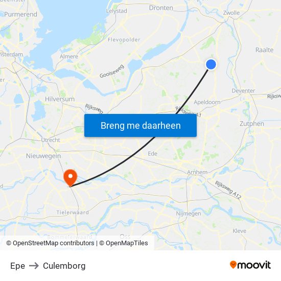 Epe to Culemborg map