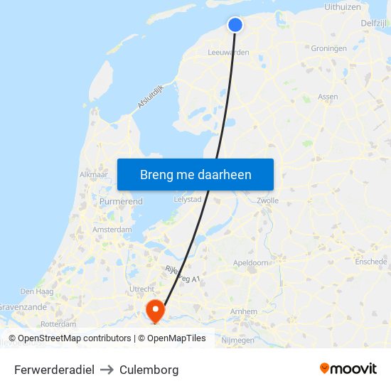 Ferwerderadiel to Culemborg map