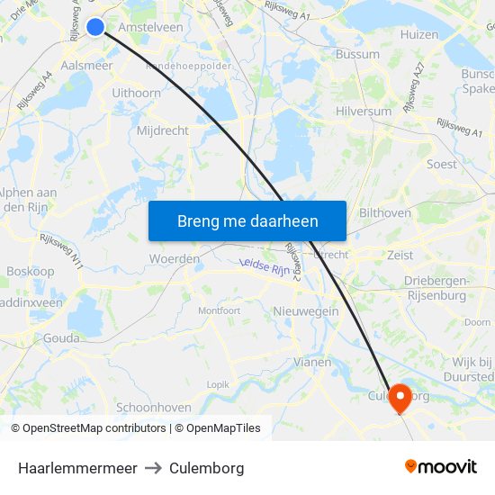 Haarlemmermeer to Culemborg map