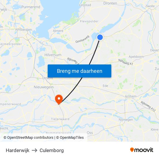 Harderwijk to Culemborg map
