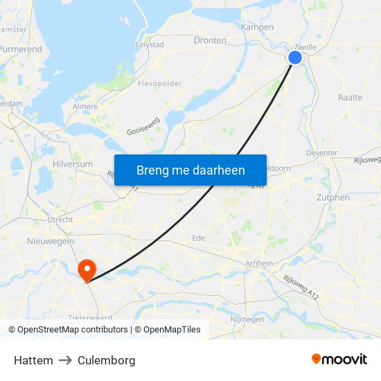 Hattem to Culemborg map