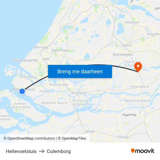 Hellevoetsluis to Culemborg map