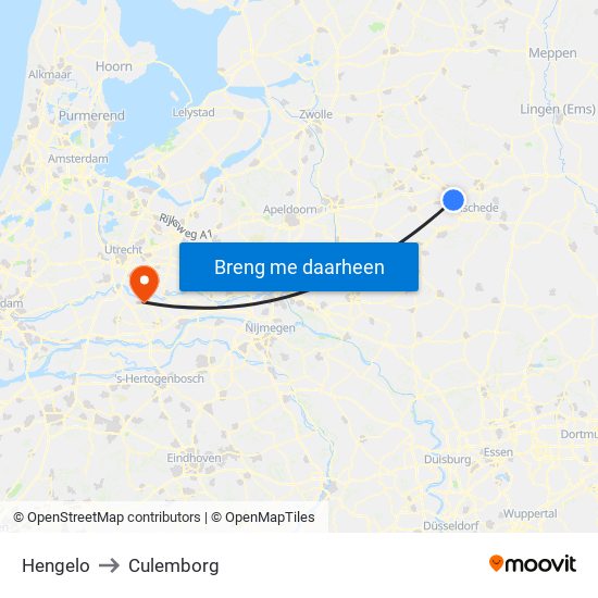 Hengelo to Culemborg map