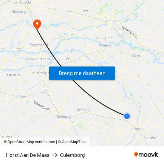 Horst Aan De Maas to Culemborg map