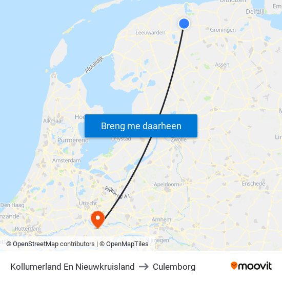 Kollumerland En Nieuwkruisland to Culemborg map