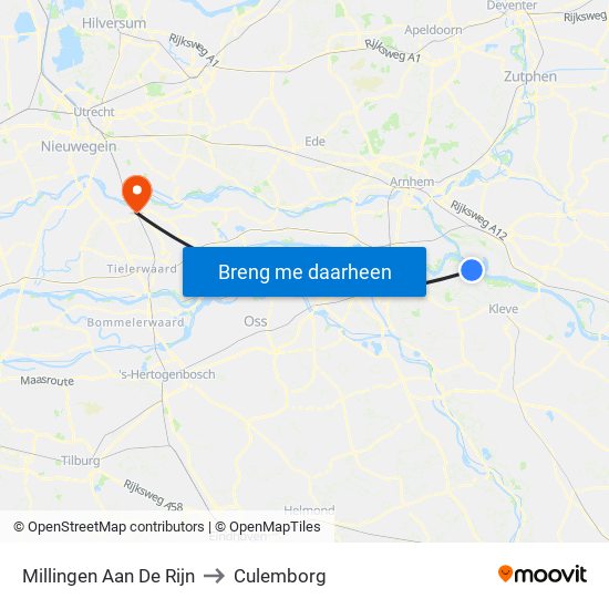Millingen Aan De Rijn to Culemborg map