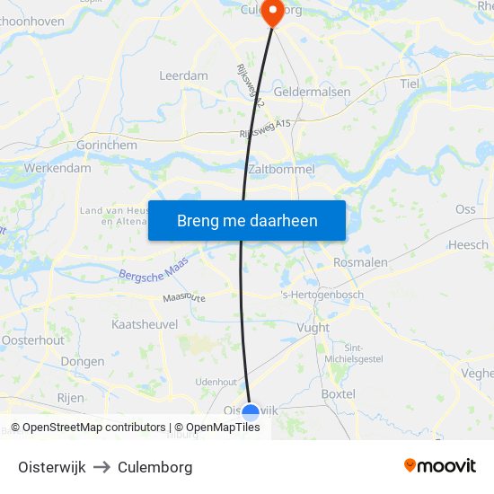 Oisterwijk to Culemborg map