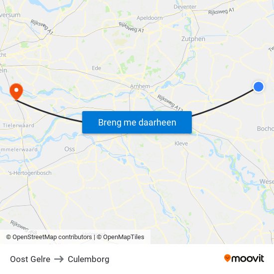 Oost Gelre to Culemborg map