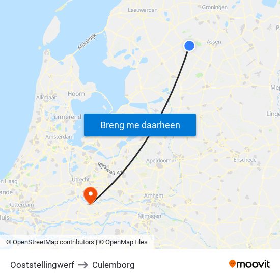 Ooststellingwerf to Culemborg map