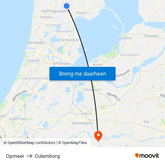 Opmeer to Culemborg map