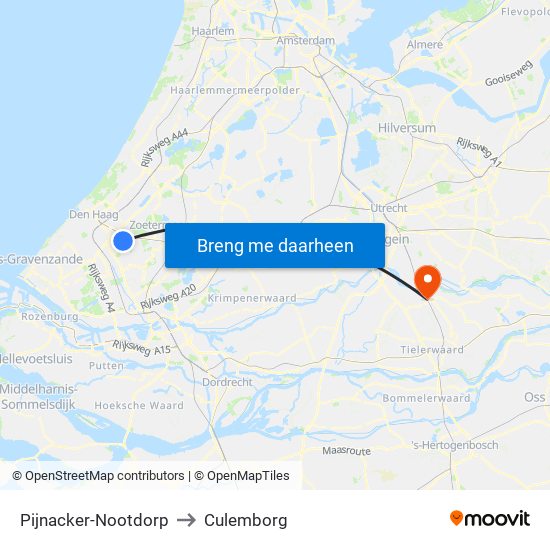 Pijnacker-Nootdorp to Culemborg map