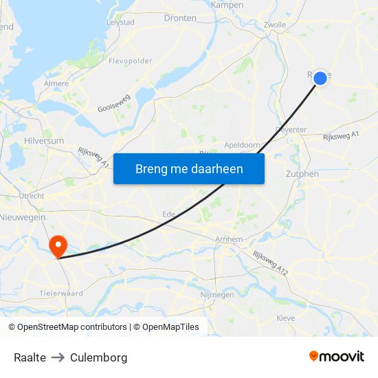 Raalte to Culemborg map