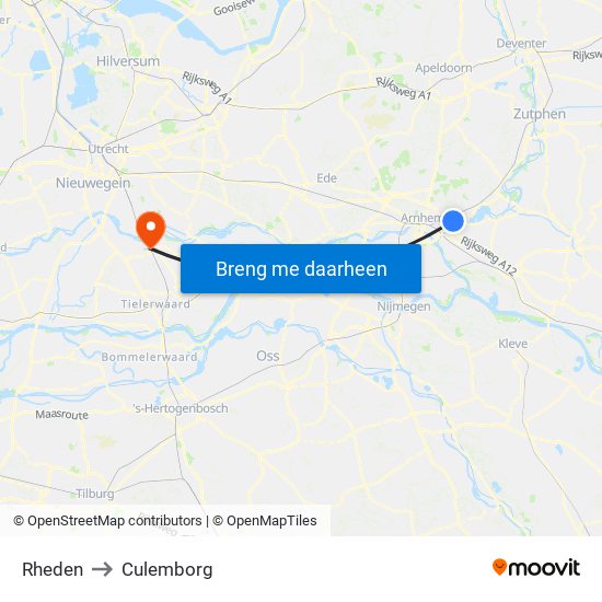 Rheden to Culemborg map