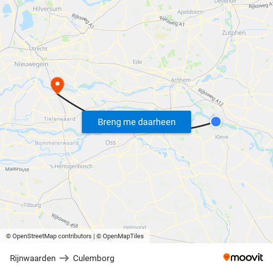 Rijnwaarden to Culemborg map