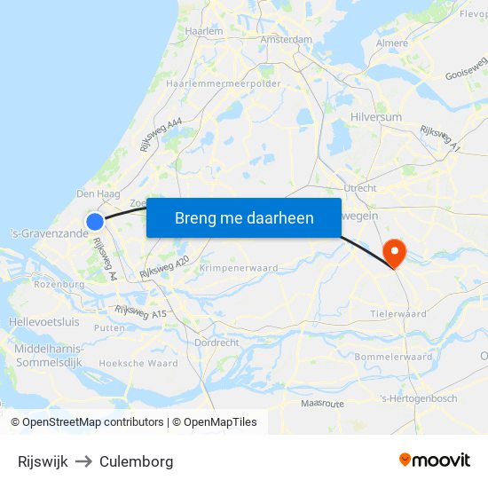 Rijswijk to Culemborg map