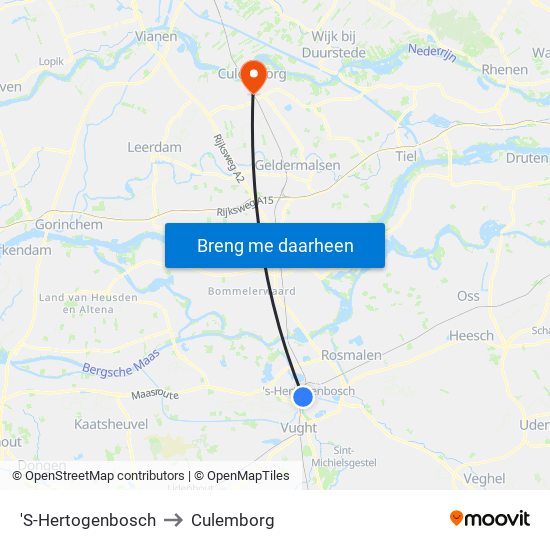 'S-Hertogenbosch to Culemborg map