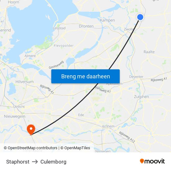 Staphorst to Culemborg map