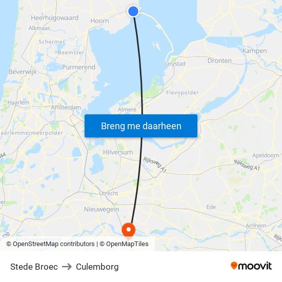 Stede Broec to Culemborg map