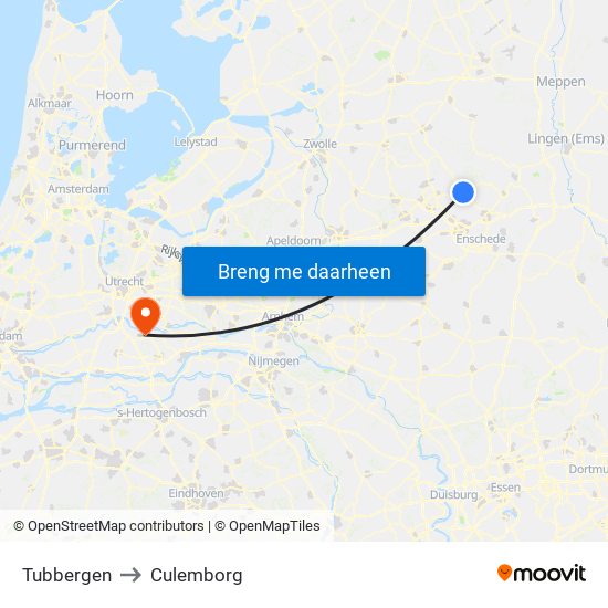 Tubbergen to Culemborg map