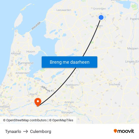 Tynaarlo to Culemborg map