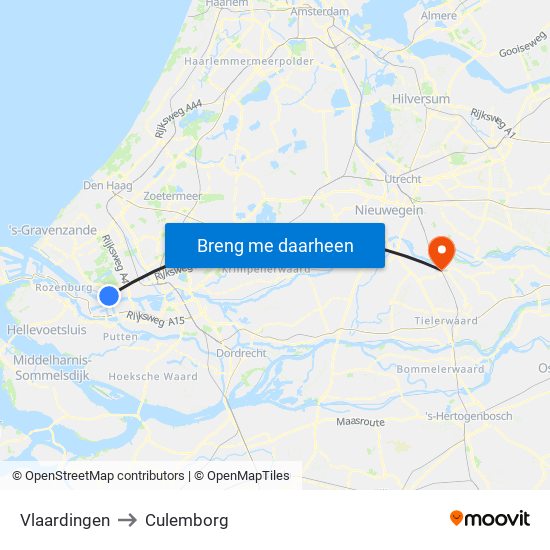 Vlaardingen to Culemborg map