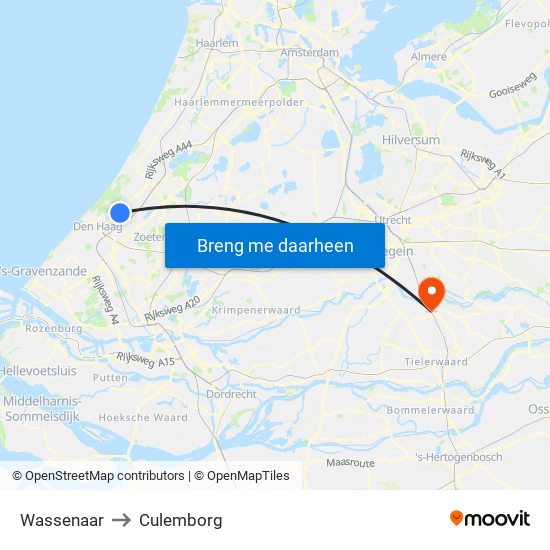 Wassenaar to Culemborg map