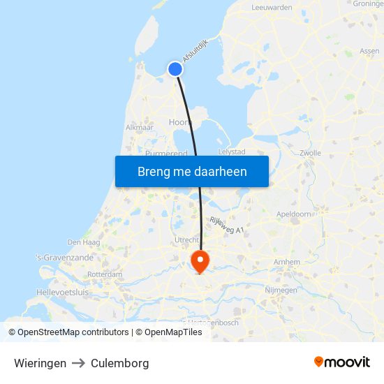 Wieringen to Culemborg map