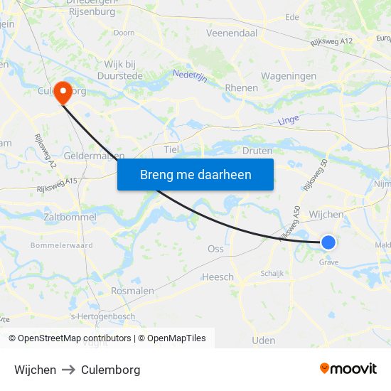 Wijchen to Culemborg map