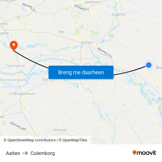 Aalten to Culemborg map
