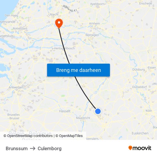 Brunssum to Culemborg map