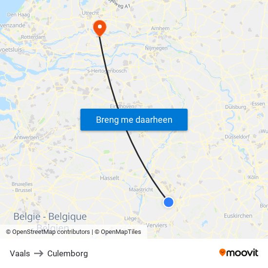 Vaals to Culemborg map