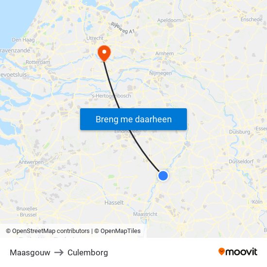 Maasgouw to Culemborg map