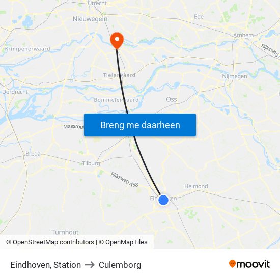 Eindhoven, Station to Culemborg map
