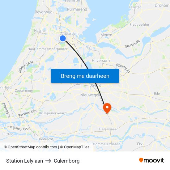 Station Lelylaan to Culemborg map