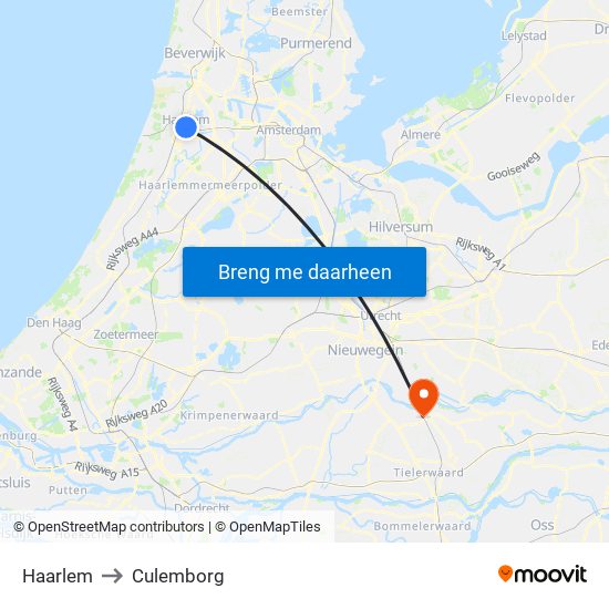 Haarlem to Culemborg map