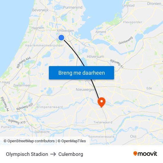 Olympisch Stadion to Culemborg map