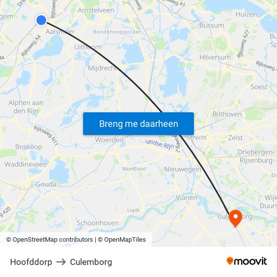 Hoofddorp to Culemborg map