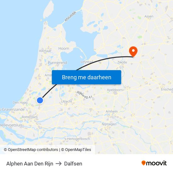 Alphen Aan Den Rijn to Dalfsen map