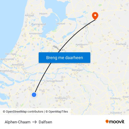 Alphen-Chaam to Dalfsen map